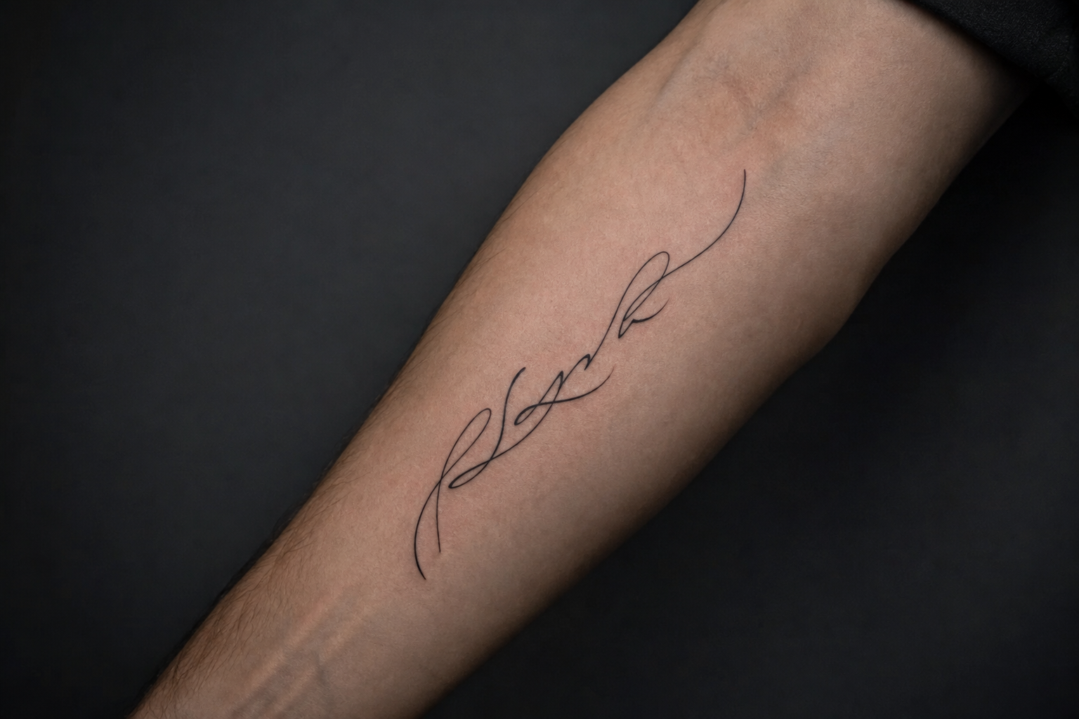 AI-generated lettering tattoo — Ink Ledger concept demo portfolio image
